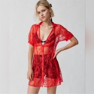 Urban Outfitters Red Lace Mini Dress